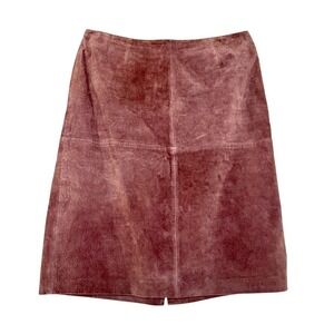 VTG Newport News Suede A Line Midi Skirt Chocolate Brown Leather Size 10